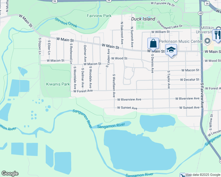 map of restaurants, bars, coffee shops, grocery stores, and more near 2034 West Forest Avenue in Decatur
