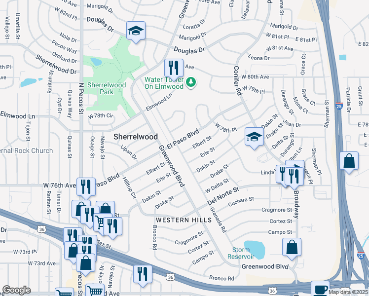 map of restaurants, bars, coffee shops, grocery stores, and more near 821 Elbert Street in Denver