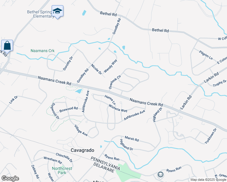 map of restaurants, bars, coffee shops, grocery stores, and more near 93 Overlook Circle in Garnet Valley
