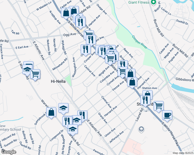 map of restaurants, bars, coffee shops, grocery stores, and more near 79 Wright Avenue in Stratford