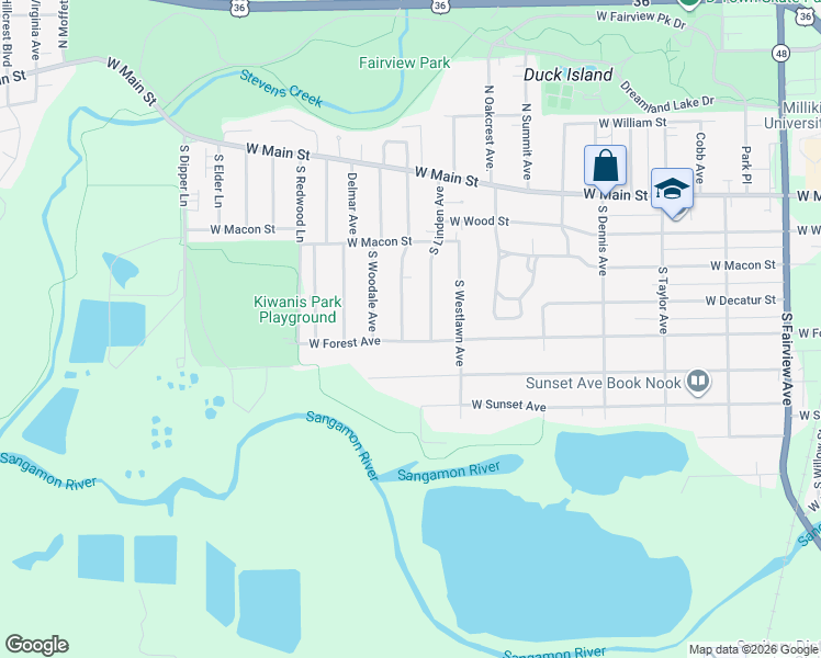 map of restaurants, bars, coffee shops, grocery stores, and more near 230-498 S Glencoe Ave in Decatur