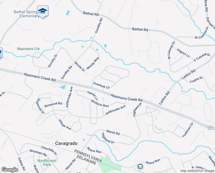 map of restaurants, bars, coffee shops, grocery stores, and more near 84 Overlook Circle in Garnet Valley