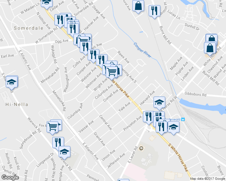 map of restaurants, bars, coffee shops, grocery stores, and more near 11 Cornell Avenue in Stratford