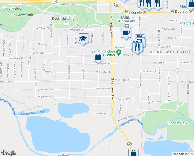 map of restaurants, bars, coffee shops, grocery stores, and more near 465 South Mc Clellan Avenue in Decatur