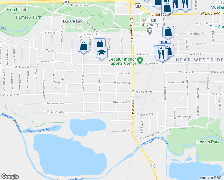 map of restaurants, bars, coffee shops, grocery stores, and more near 1432 West Forest Avenue in Decatur