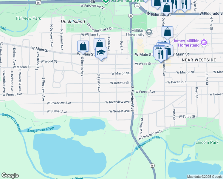 map of restaurants, bars, coffee shops, grocery stores, and more near 465 South Mc Clellan Avenue in Decatur