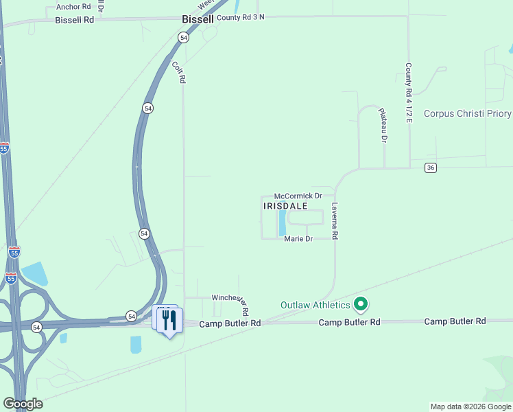 map of restaurants, bars, coffee shops, grocery stores, and more near 2433 Basil Drive in Springfield