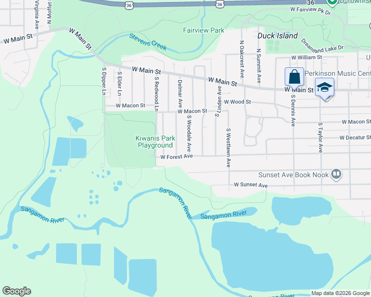 map of restaurants, bars, coffee shops, grocery stores, and more near 419 South Woodale Avenue in Decatur