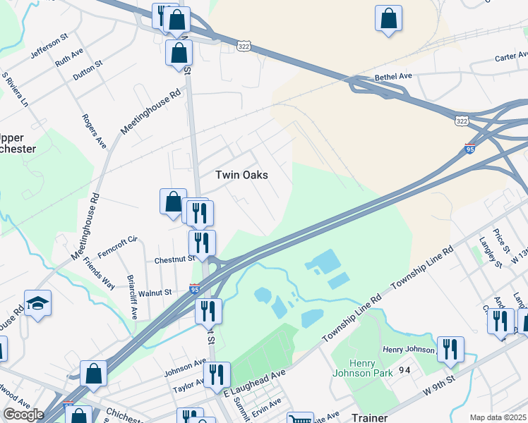 map of restaurants, bars, coffee shops, grocery stores, and more near 2338 Booker Avenue in Delaware County