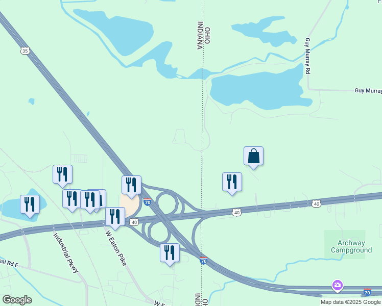 map of restaurants, bars, coffee shops, grocery stores, and more near 6400 National Road in New Paris