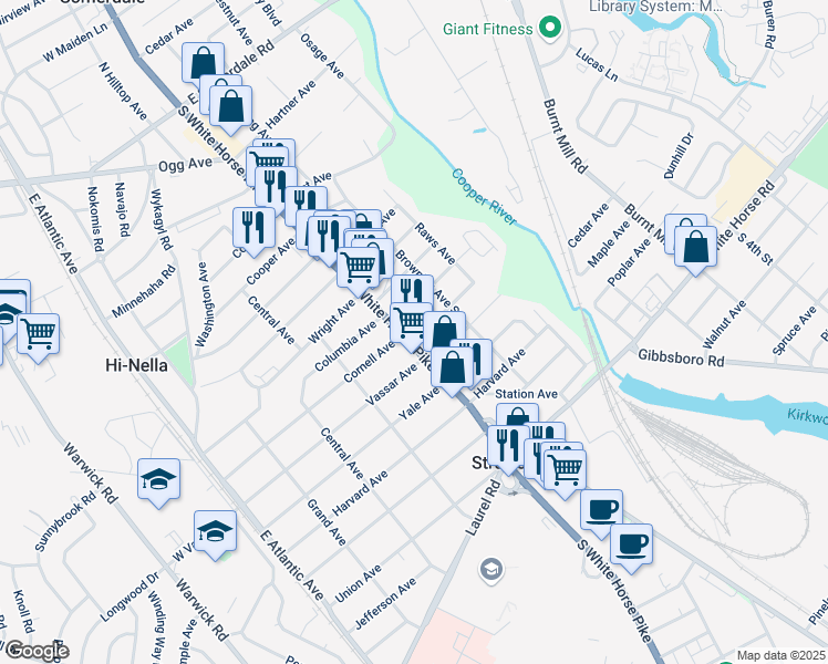 map of restaurants, bars, coffee shops, grocery stores, and more near 814 South White Horse Pike in Somerdale