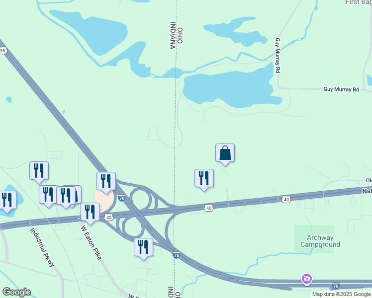 map of restaurants, bars, coffee shops, grocery stores, and more near 6400 National Road in New Paris