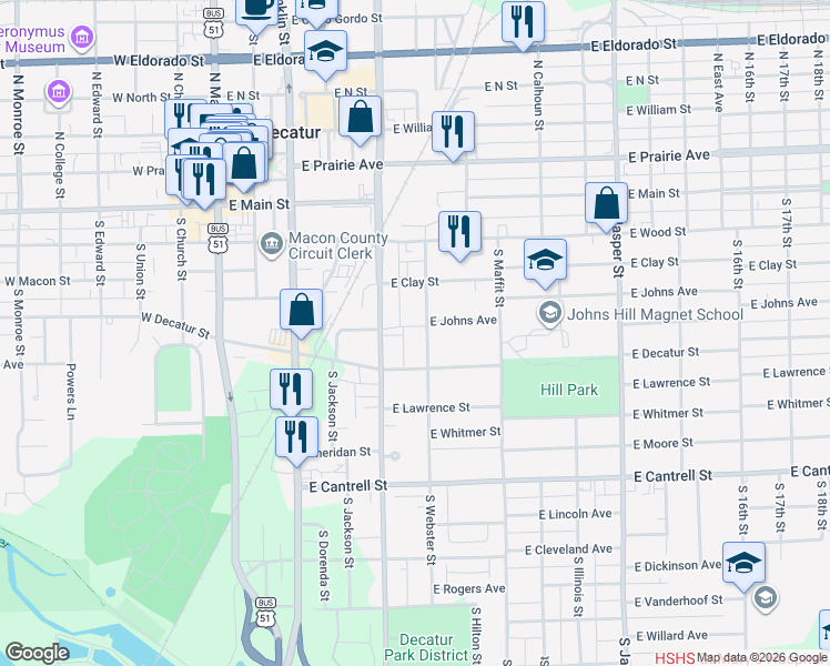 map of restaurants, bars, coffee shops, grocery stores, and more near 620 East Decatur Street in Decatur