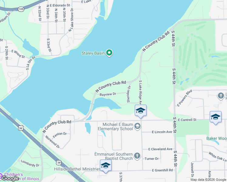 map of restaurants, bars, coffee shops, grocery stores, and more near 4015 Bayview Drive in Decatur
