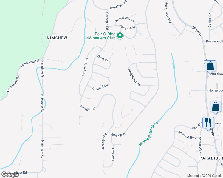 map of restaurants, bars, coffee shops, grocery stores, and more near 6100 Guilford Circle in Magalia