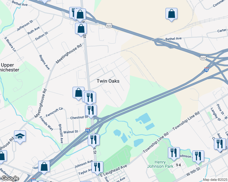 map of restaurants, bars, coffee shops, grocery stores, and more near in Twin Oaks