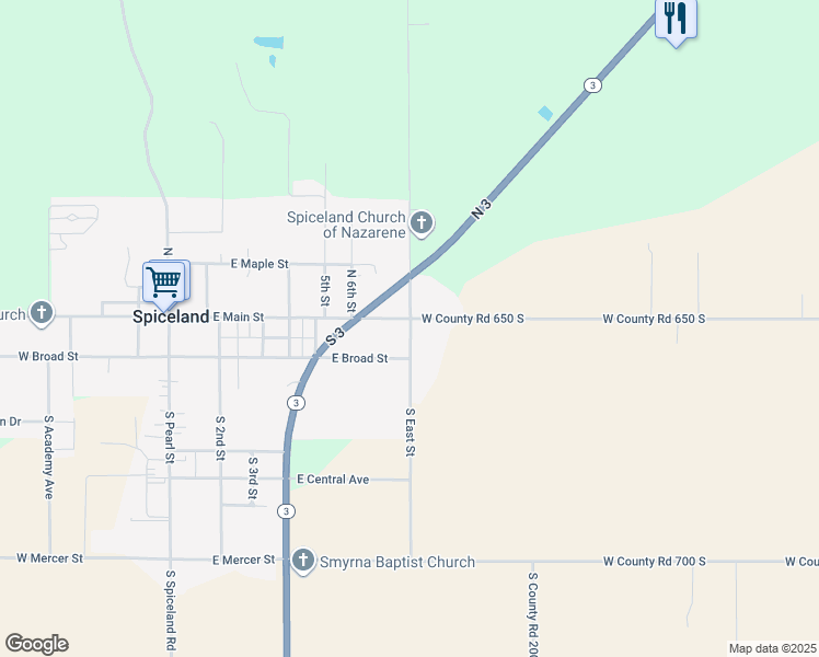 map of restaurants, bars, coffee shops, grocery stores, and more near 99-133 South East Street in New Castle