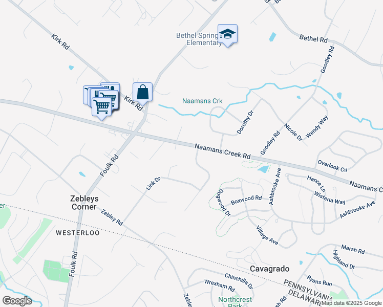 map of restaurants, bars, coffee shops, grocery stores, and more near 1467 Naamans Creek Road in Garnet Valley