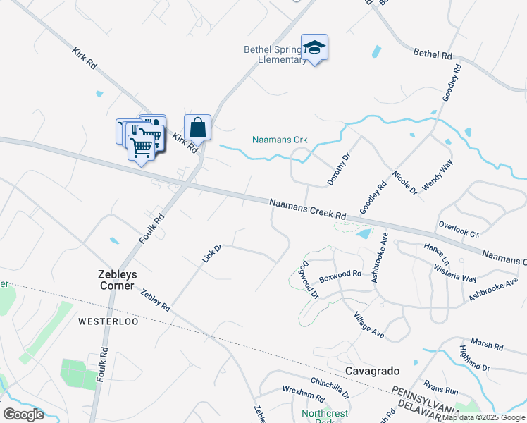 map of restaurants, bars, coffee shops, grocery stores, and more near 1467 Naamans Creek Road in Garnet Valley