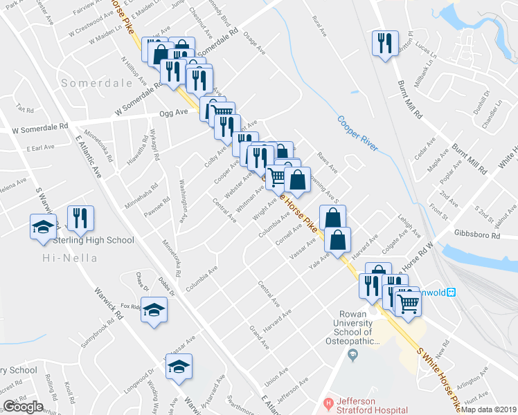 map of restaurants, bars, coffee shops, grocery stores, and more near 7 Wright Avenue in Stratford