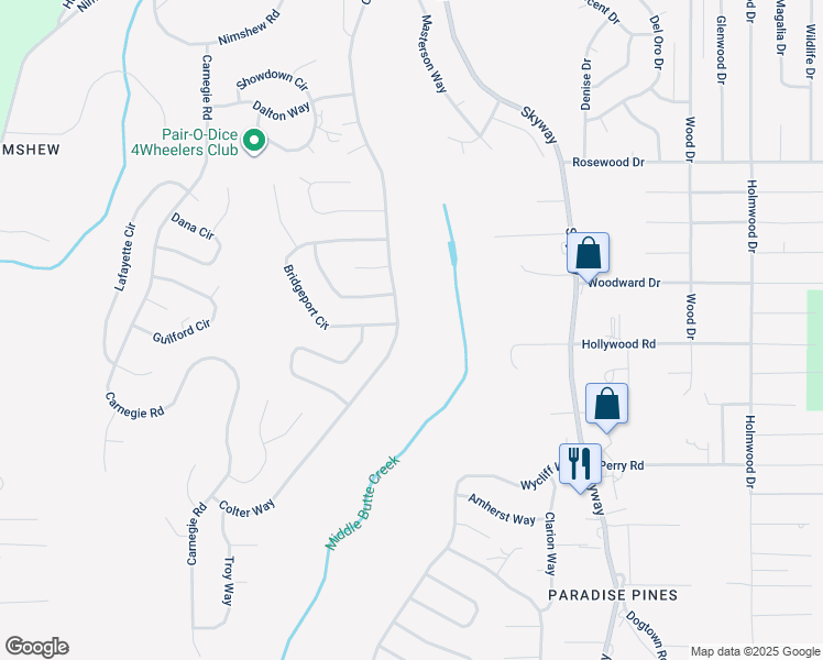 map of restaurants, bars, coffee shops, grocery stores, and more near 14592 Colter Way in Magalia