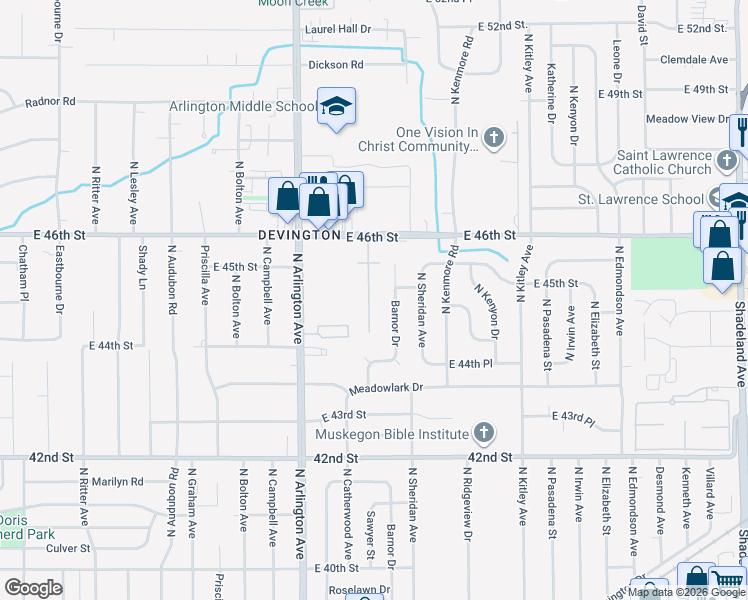 map of restaurants, bars, coffee shops, grocery stores, and more near 4453 Park Forest Court in Indianapolis