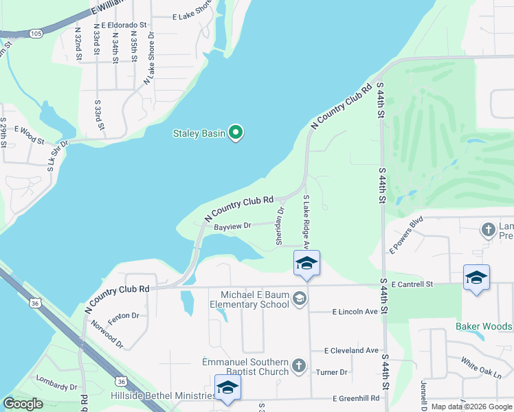 map of restaurants, bars, coffee shops, grocery stores, and more near 66 North Country Club Road in Decatur