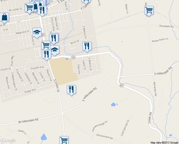 map of restaurants, bars, coffee shops, grocery stores, and more near 504 Southview Avenue in Kennett Square