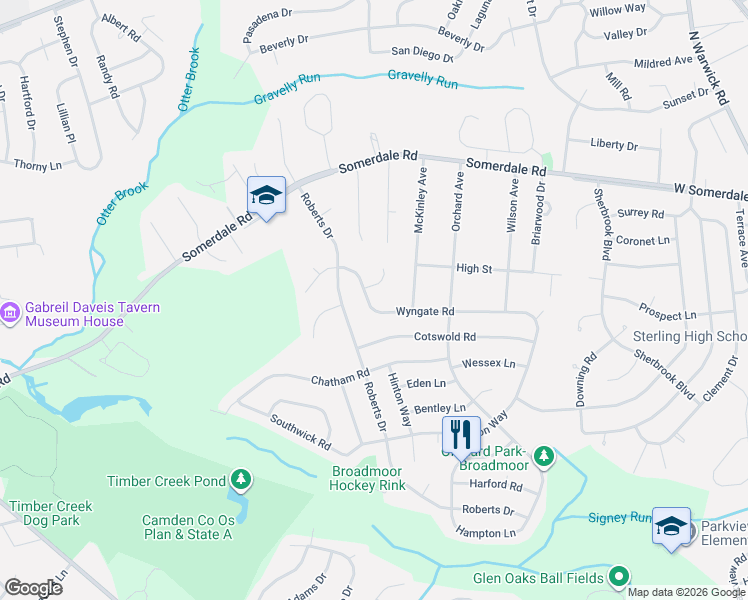 map of restaurants, bars, coffee shops, grocery stores, and more near 731 Wyngate Road in Somerdale
