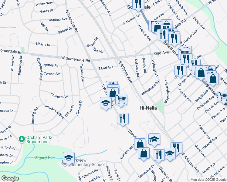 map of restaurants, bars, coffee shops, grocery stores, and more near 306 South Warwick Road in Somerdale