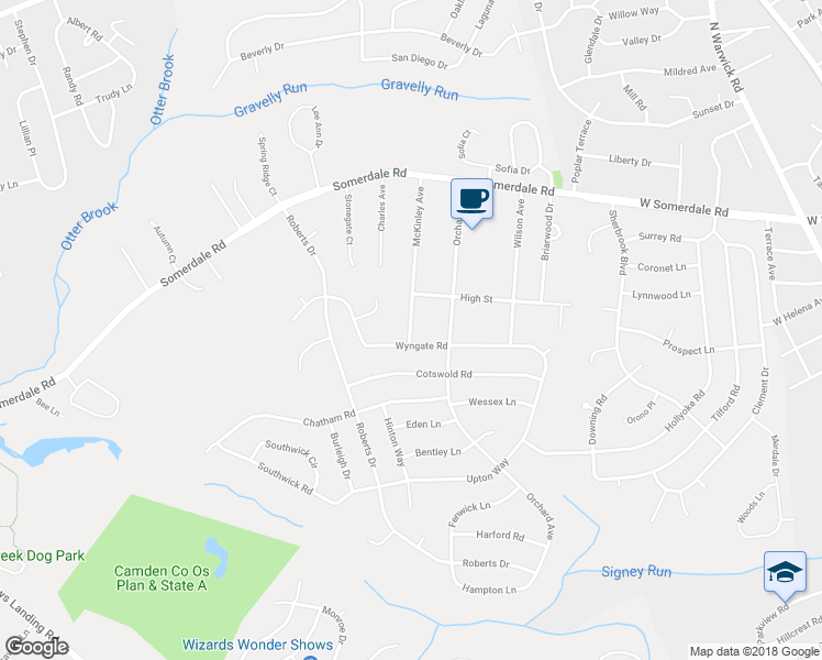 map of restaurants, bars, coffee shops, grocery stores, and more near 125 McKinley Avenue in Gloucester Township