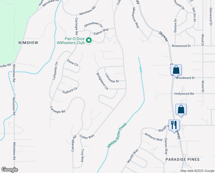 map of restaurants, bars, coffee shops, grocery stores, and more near 14642 Bridgeport Circle in Magalia