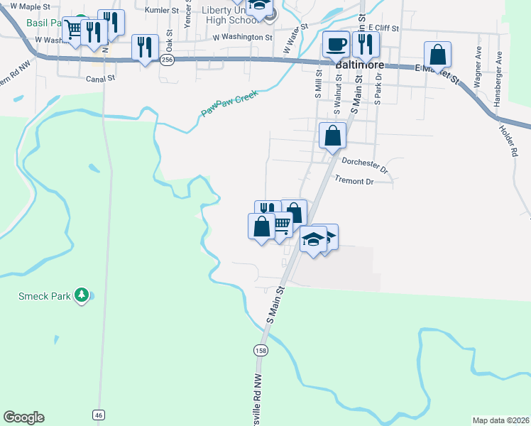 map of restaurants, bars, coffee shops, grocery stores, and more near 120 Vivian Lane in Baltimore