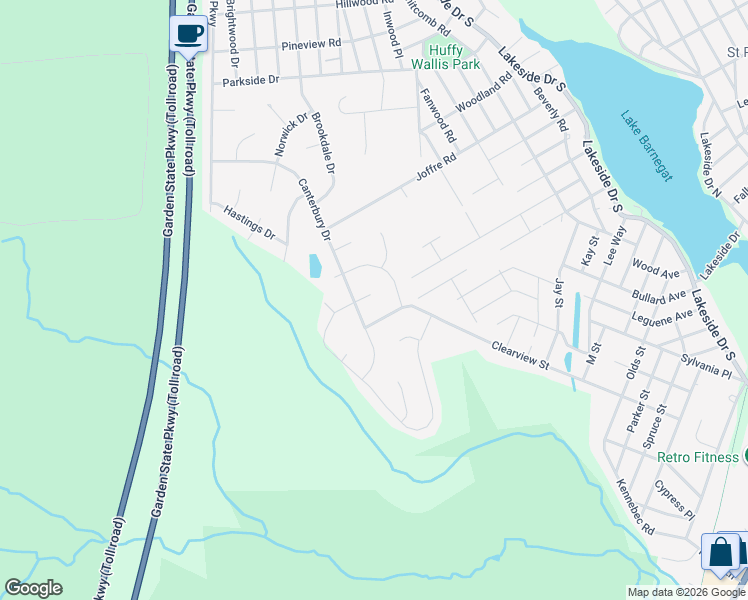 map of restaurants, bars, coffee shops, grocery stores, and more near 5 Sheffield Place in Lacey Township