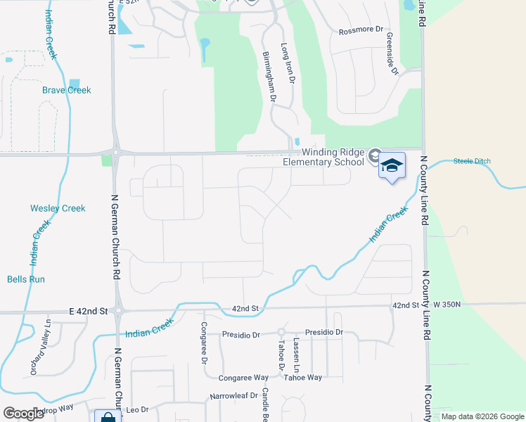 map of restaurants, bars, coffee shops, grocery stores, and more near 11245 East 46th Street in Indianapolis