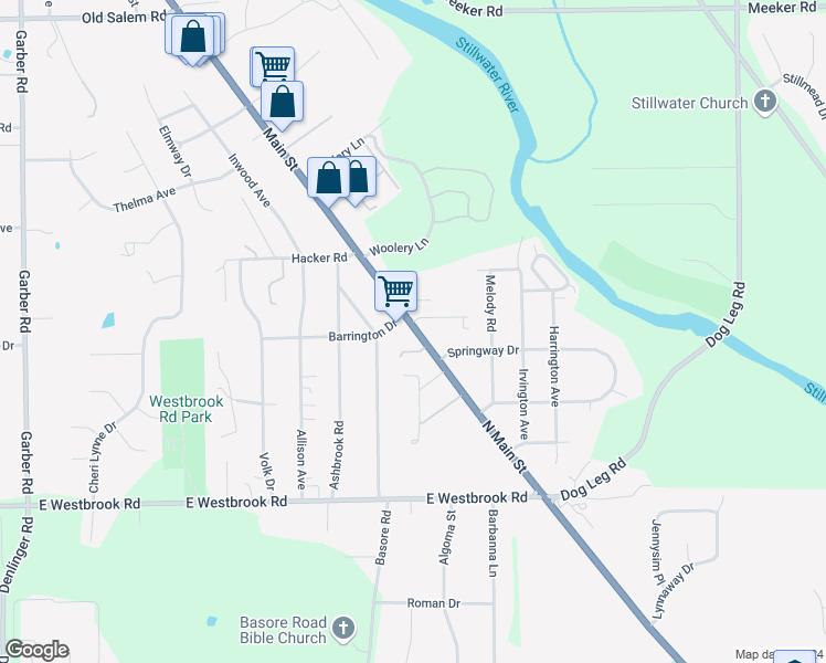 map of restaurants, bars, coffee shops, grocery stores, and more near 7927 Ohio 48 in Dayton