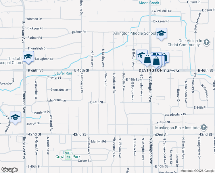 map of restaurants, bars, coffee shops, grocery stores, and more near 4457 Shady Lane in Indianapolis