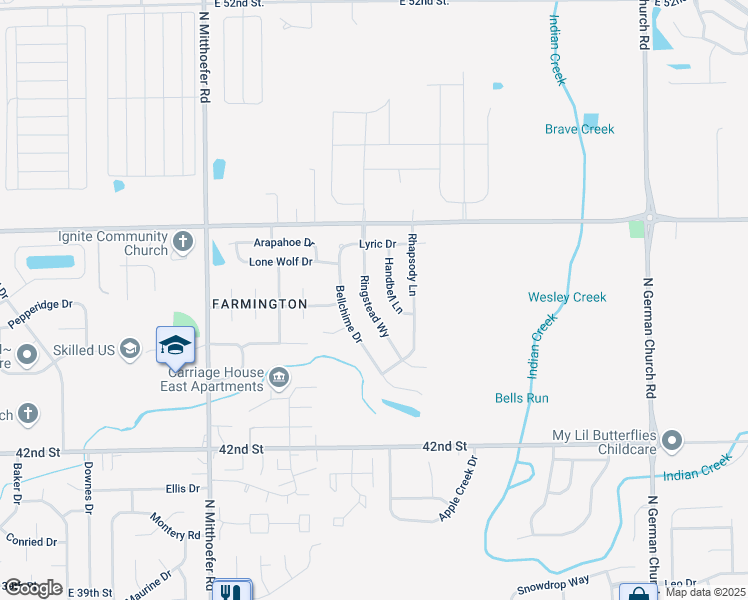 map of restaurants, bars, coffee shops, grocery stores, and more near 4431 Ringstead Way in Indianapolis