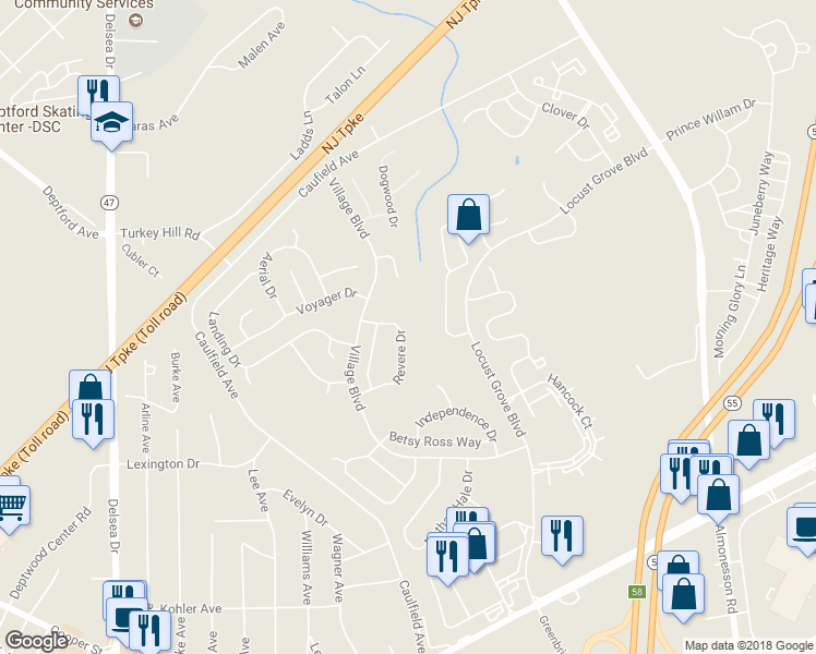 map of restaurants, bars, coffee shops, grocery stores, and more near 113 Revere Drive in Woodbury
