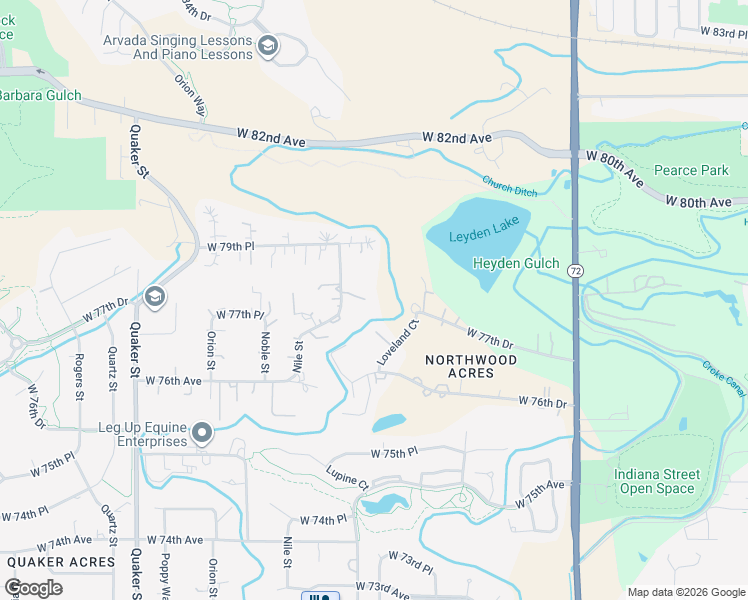map of restaurants, bars, coffee shops, grocery stores, and more near 7708 McIntyre Court in Arvada