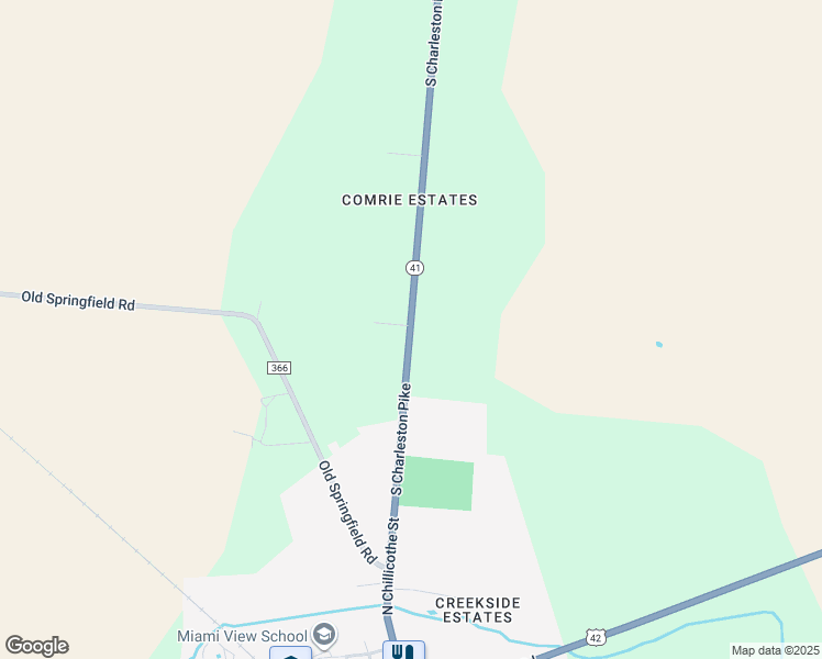 map of restaurants, bars, coffee shops, grocery stores, and more near 10642 South Charleston Pike in South Charleston