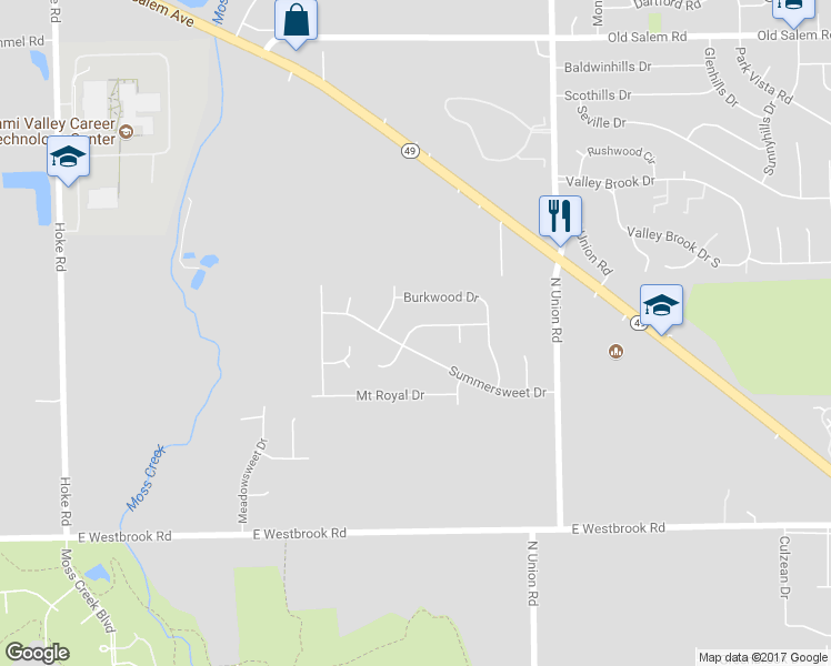 map of restaurants, bars, coffee shops, grocery stores, and more near 5896 Coralberry Dr in Clayton