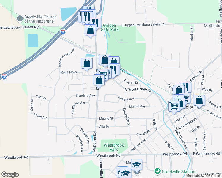 map of restaurants, bars, coffee shops, grocery stores, and more near 140 Ankara Avenue in Brookville