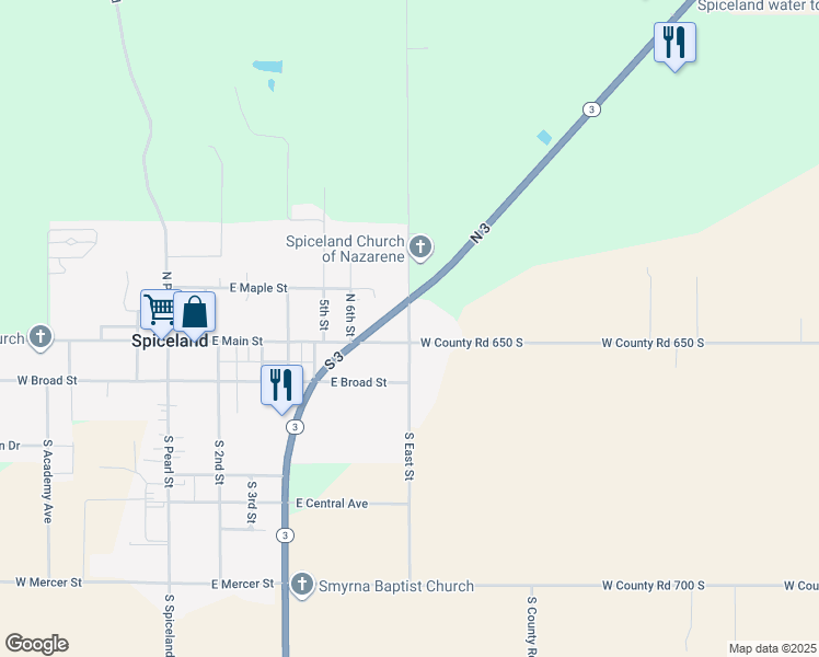 map of restaurants, bars, coffee shops, grocery stores, and more near 99 South East Street in New Castle
