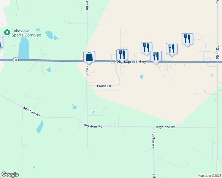 map of restaurants, bars, coffee shops, grocery stores, and more near 1116 Keating Street in Marysville