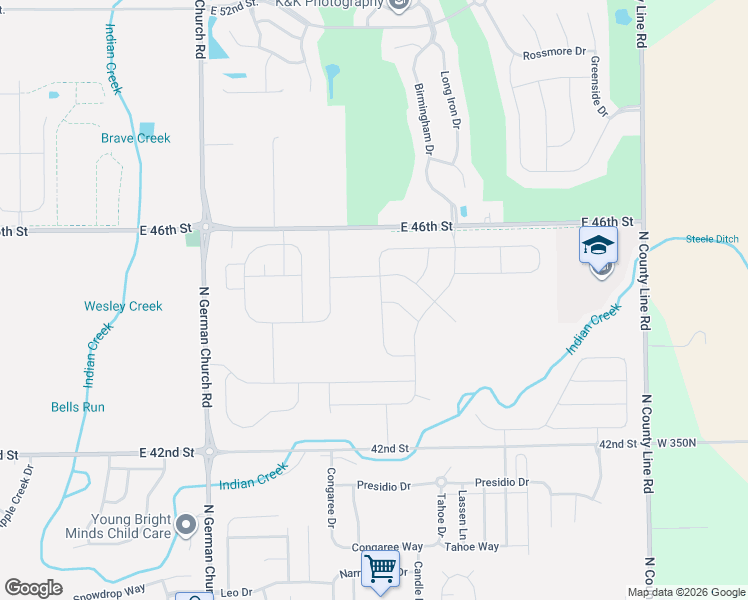 map of restaurants, bars, coffee shops, grocery stores, and more near 4452 Nokes Place in Indianapolis