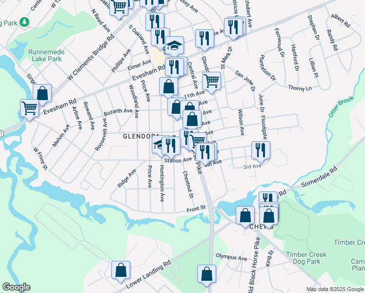 map of restaurants, bars, coffee shops, grocery stores, and more near in Camden County