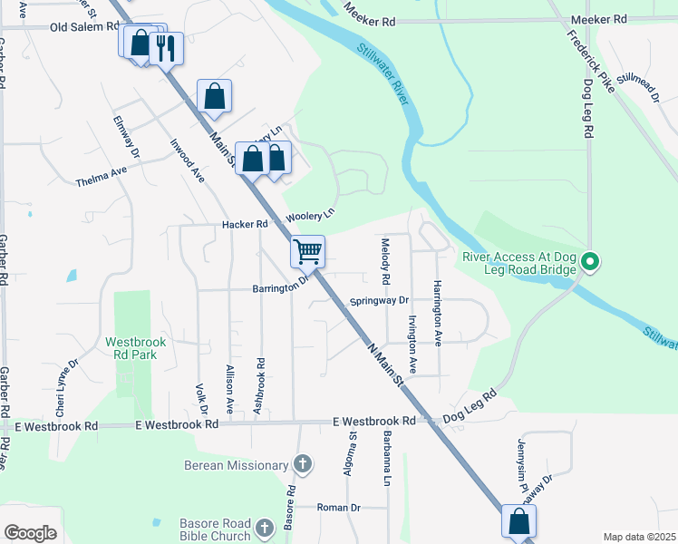 map of restaurants, bars, coffee shops, grocery stores, and more near 7927 Ohio 48 in Dayton