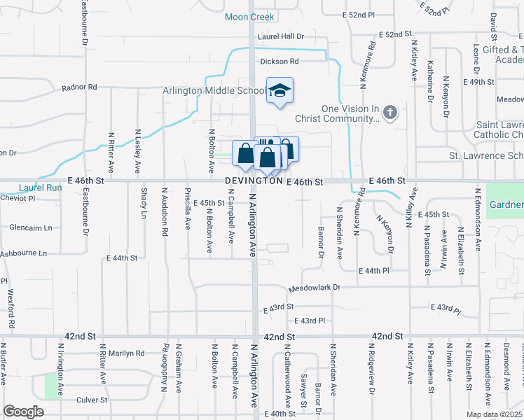 map of restaurants, bars, coffee shops, grocery stores, and more near 6006 Cape Charles Drive in Indianapolis