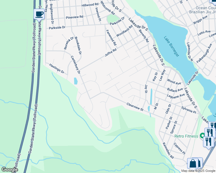 map of restaurants, bars, coffee shops, grocery stores, and more near 1486 Earie Way in Lacey Township
